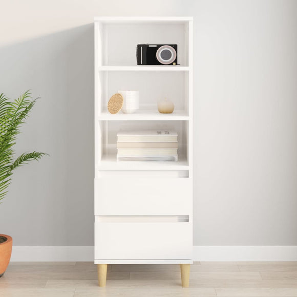NNEVL Highboard High Gloss White 40x36x110 cm Engineered Wood