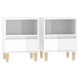 NNEVL Bedside Cabinets 2 pcs High Gloss White 40x35x50 cm