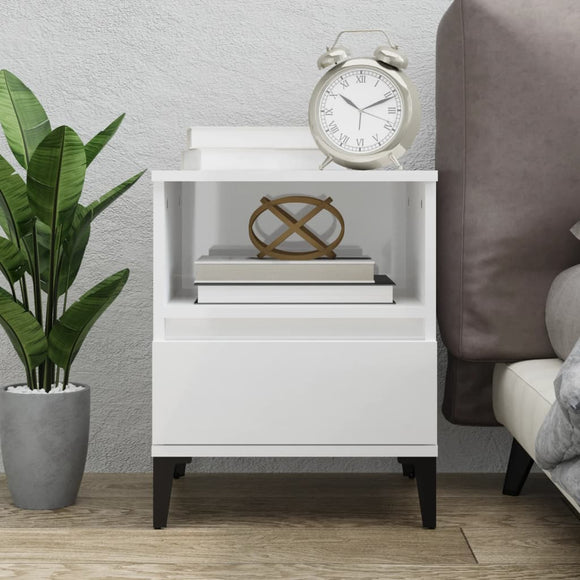 NNEVL Bedside Cabinet High Gloss White 40x35x50 cm