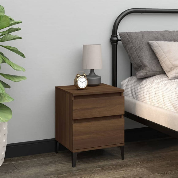 NNEVL Bedside Cabinet Brown Oak 40x35x50 cm