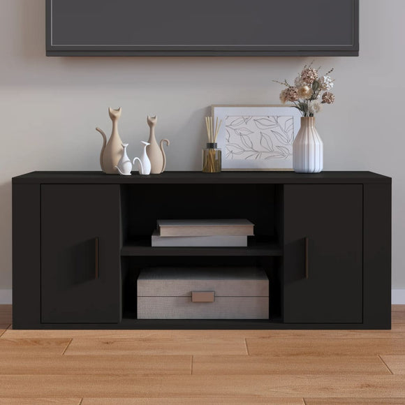 NNEVL TV Cabinet Black 100x35x40 cm Engineered Wood