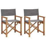 NNEVL Director's Chairs 2 pcs Solid Wood Teak Grey