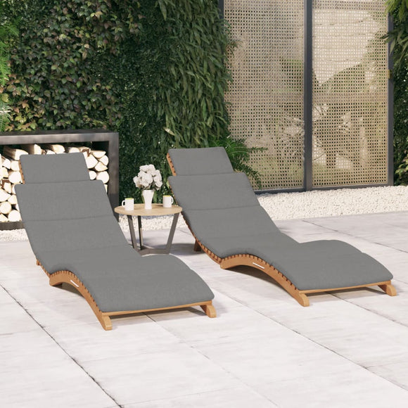 NNEVL Sun Loungers 2 pcs with Cushions Solid Wood Teak