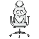 NNEVL Gaming Chair with Footrest White and Black Faux Leather
