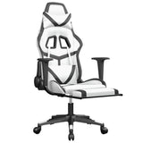 NNEVL Gaming Chair with Footrest White and Black Faux Leather