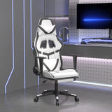NNEVL Gaming Chair with Footrest White and Black Faux Leather