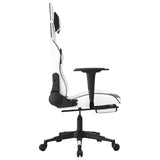 NNEVL Gaming Chair with Footrest White and Black Faux Leather