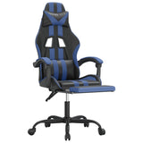 NNEVL Gaming Chair with Footrest Black and Blue Faux Leather