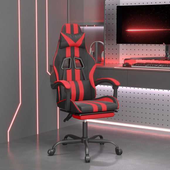 NNEVL Gaming Chair with Footrest Black and Red Faux Leather
