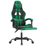 NNEVL Gaming Chair with Footrest Black and Green Faux Leather