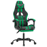 NNEVL Gaming Chair with Footrest Black and Green Faux Leather