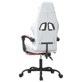 NNEVL Gaming Chair with Footrest White and Pink Faux Leather