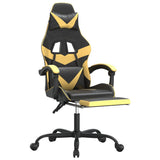 NNEVL Gaming Chair with Footrest Black and Gold Faux Leather