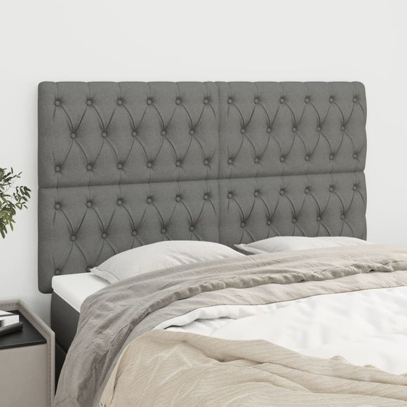 NNEVL Headboards 4 pcs Dark Grey 80x7x78/88 cm Fabric