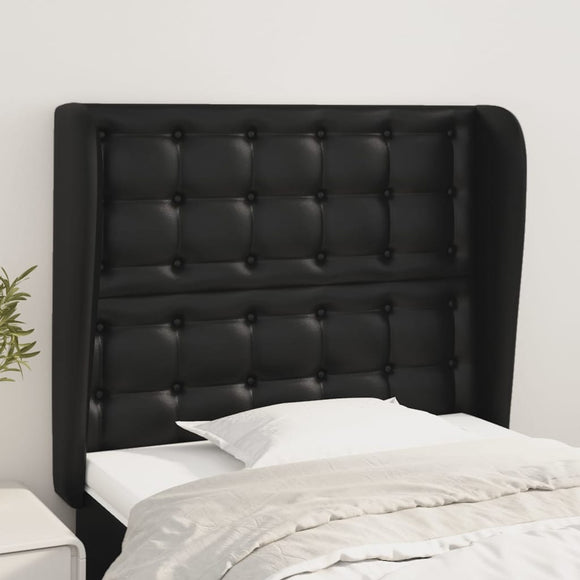 NNEVL Headboard with Ears Black 83x23x118/128 cm Faux Leather