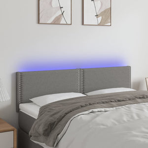 NNEVL LED Headboard Dark Grey 144x5x78/88 cm Fabric