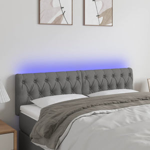NNEVL LED Headboard Dark Grey 144x7x78/88 cm Fabric