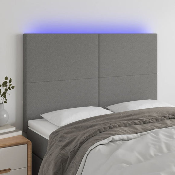 NNEVL LED Headboard Dark Grey 144x5x118/128 cm Fabric