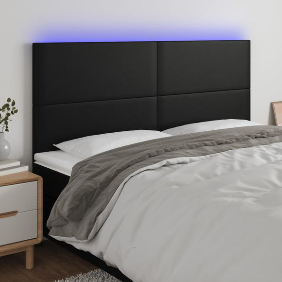 NNEVL LED Headboard Black 160x5x118/128 cm Faux Leather
