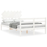 NNEVL Bed Frame with Headboard White 137x187 cm Double Solid Wood