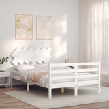 NNEVL Bed Frame with Headboard White 137x187 cm Double Solid Wood