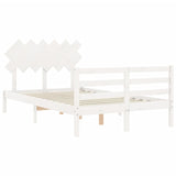 NNEVL Bed Frame with Headboard White 137x187 cm Double Solid Wood