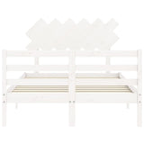 NNEVL Bed Frame with Headboard White 137x187 cm Double Solid Wood