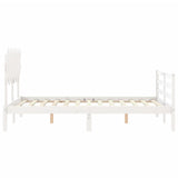 NNEVL Bed Frame with Headboard White 137x187 cm Double Solid Wood