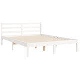 NNEVL Bed Frame with Headboard White 137x187 cm Double Solid Wood