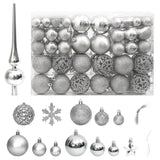 NNEVL 111 Piece Christmas Bauble Set Silver Polystyrene