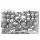 NNEVL 111 Piece Christmas Bauble Set Silver Polystyrene
