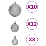 NNEVL 111 Piece Christmas Bauble Set Silver Polystyrene