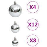NNEVL 111 Piece Christmas Bauble Set Silver Polystyrene