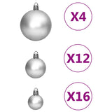 NNEVL 111 Piece Christmas Bauble Set Silver Polystyrene