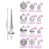 NNEVL 111 Piece Christmas Bauble Set Silver Polystyrene