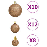 NNEVL 111 Piece Christmas Bauble Set Rose Gold Polystyrene