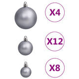 NNEVL 111 Piece Christmas Bauble Set White and Grey Polystyrene