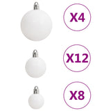 NNEVL 111 Piece Christmas Bauble Set White and Grey Polystyrene
