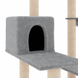 NNEVL Cat Tree with Sisal Scratching Posts Light Grey 82.5 cm