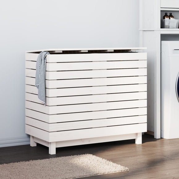 NNEVL Laundry Basket White 88.5x44x76 cm Solid Wood Pine