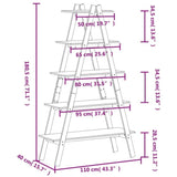 NNEVL 5-Tier Shelf A-shape 110x40x180.5 cm Solid Wood Pine