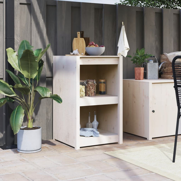 NNEVL Outdoor Kitchen Cabinet White 55x55x92 cm Solid Wood Pine