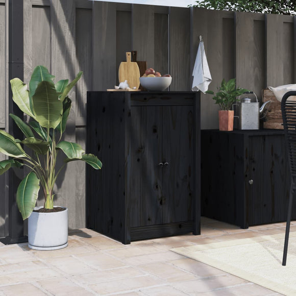 NNEVL Outdoor Kitchen Doors Black 50x9x82 cm Solid Wood Pine