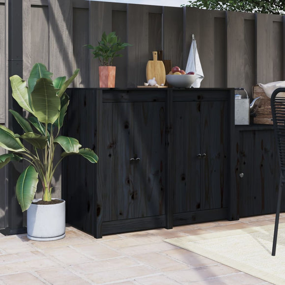 NNEVL Outdoor Kitchen Doors 2 pcs Black 50x9x82 cm Solid Wood Pine