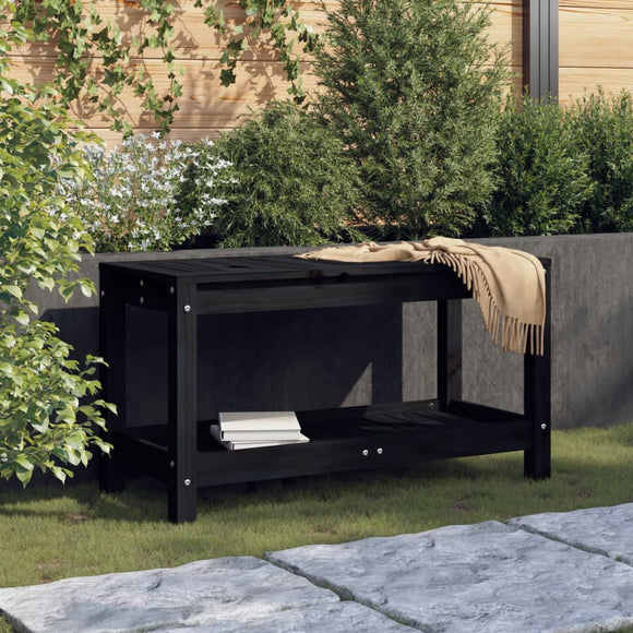 NNEVL Garden Bench Black 82.5x35x45 cm Solid Wood Pine