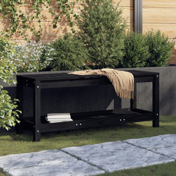 NNEVL Garden Bench Black 108x35x45 cm Solid Wood Pine