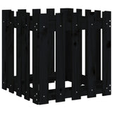 NNEVL Garden Planter with Fence Design Black 50x50x50 cm Solid Wood Pine