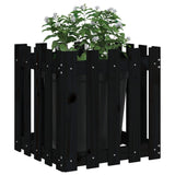 NNEVL Garden Planter with Fence Design Black 50x50x50 cm Solid Wood Pine