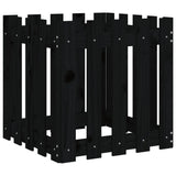 NNEVL Garden Planter with Fence Design Black 50x50x50 cm Solid Wood Pine