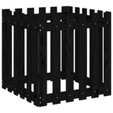 NNEVL Garden Planter with Fence Design Black 60x60x60 cm Solid Wood Pine